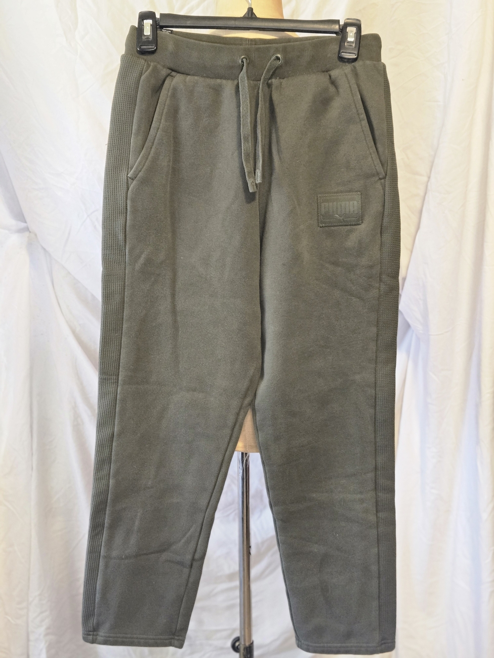 Puma Olive Green Women's Track Pants with Side Panel Detail